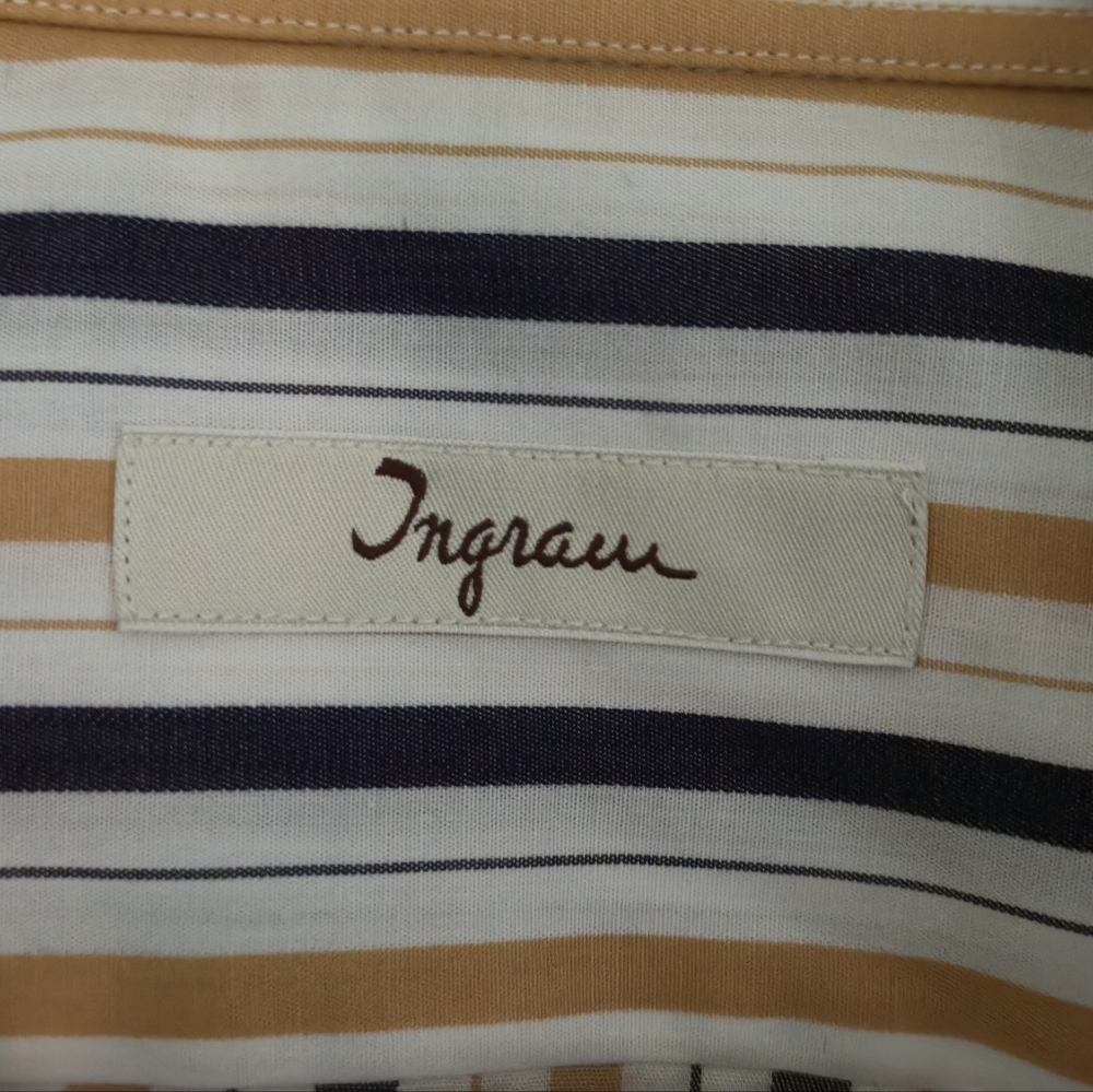 Ingram XXL Men Striped Button Up Shirt Made In Italy Cotton Multicolour Stripe - Picture 2 of 11